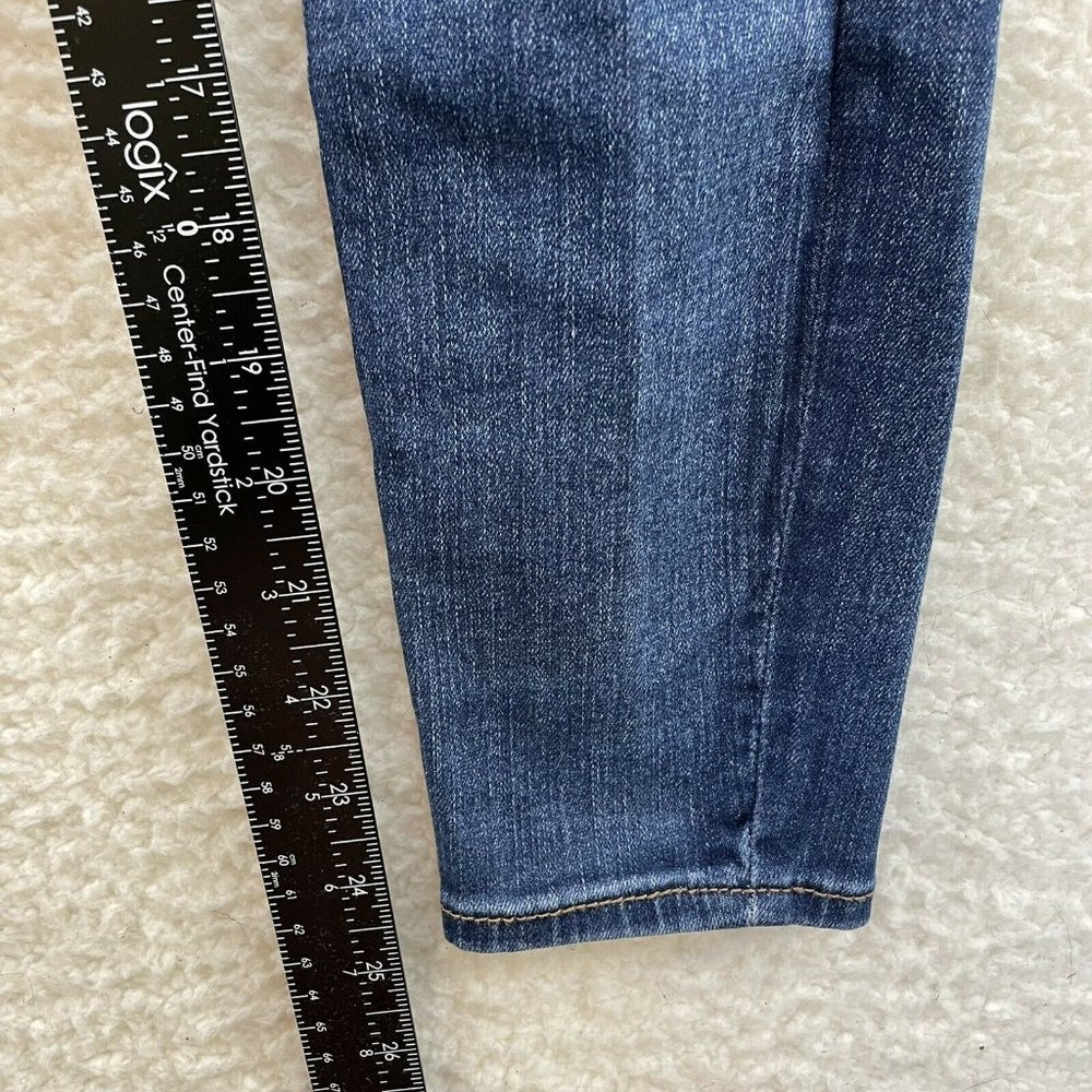 American Eagle Dark Wash Distressed Short Stretch Mid Rise Skinny Jeans 2 4 25 - Picture 9 of 12